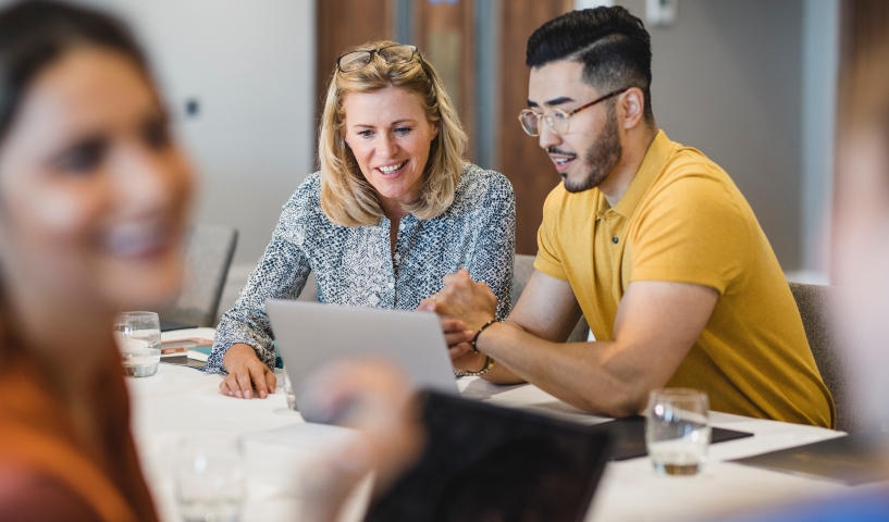 Two people having a meeting
